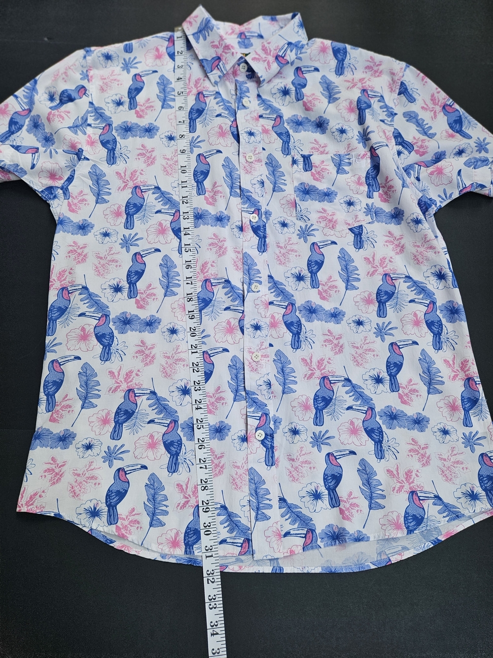 Tipsy Elves Tropical Toucan Print Short Sleeve Button-Down Shirt Size XL - Picture 8 of 13